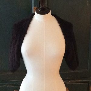 Anthropologie/Sleeping on Snow Black Fuzzy Shrug